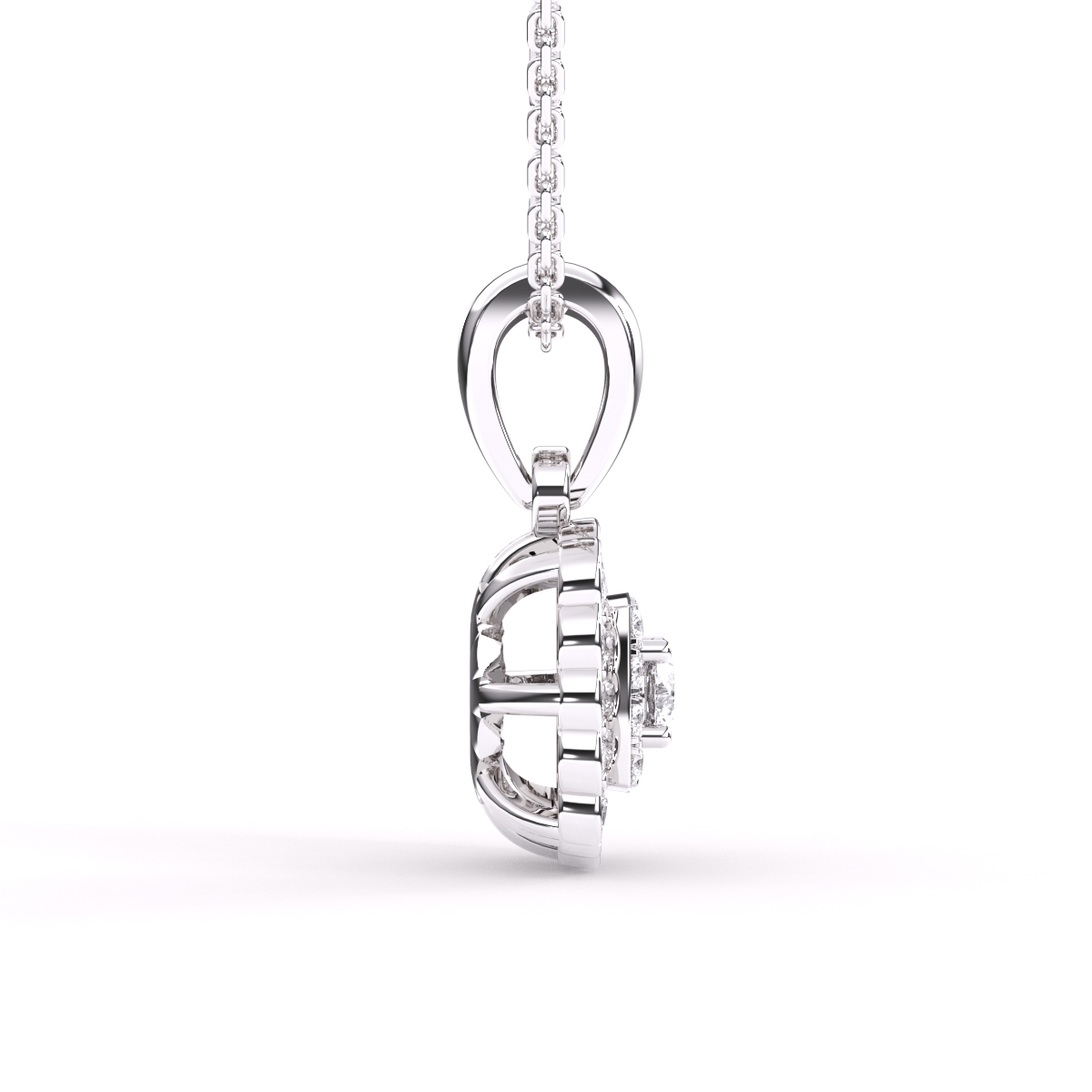 Square Shaped Double Halo Diamond Pendant